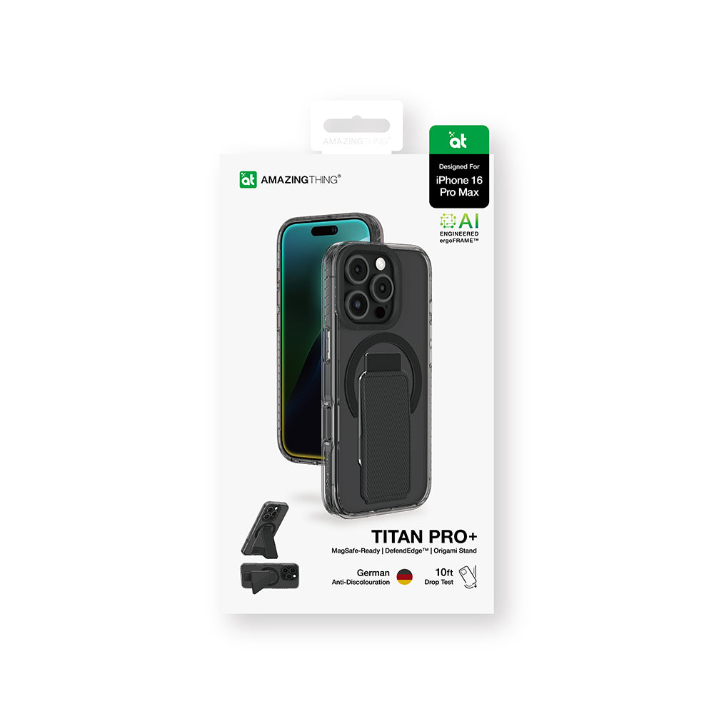 iPhone 16 Pro Max Kılıf Magsafe Şarj Özellikli Standlı Amazingthing Titan Pro Plus Kılıf Gri