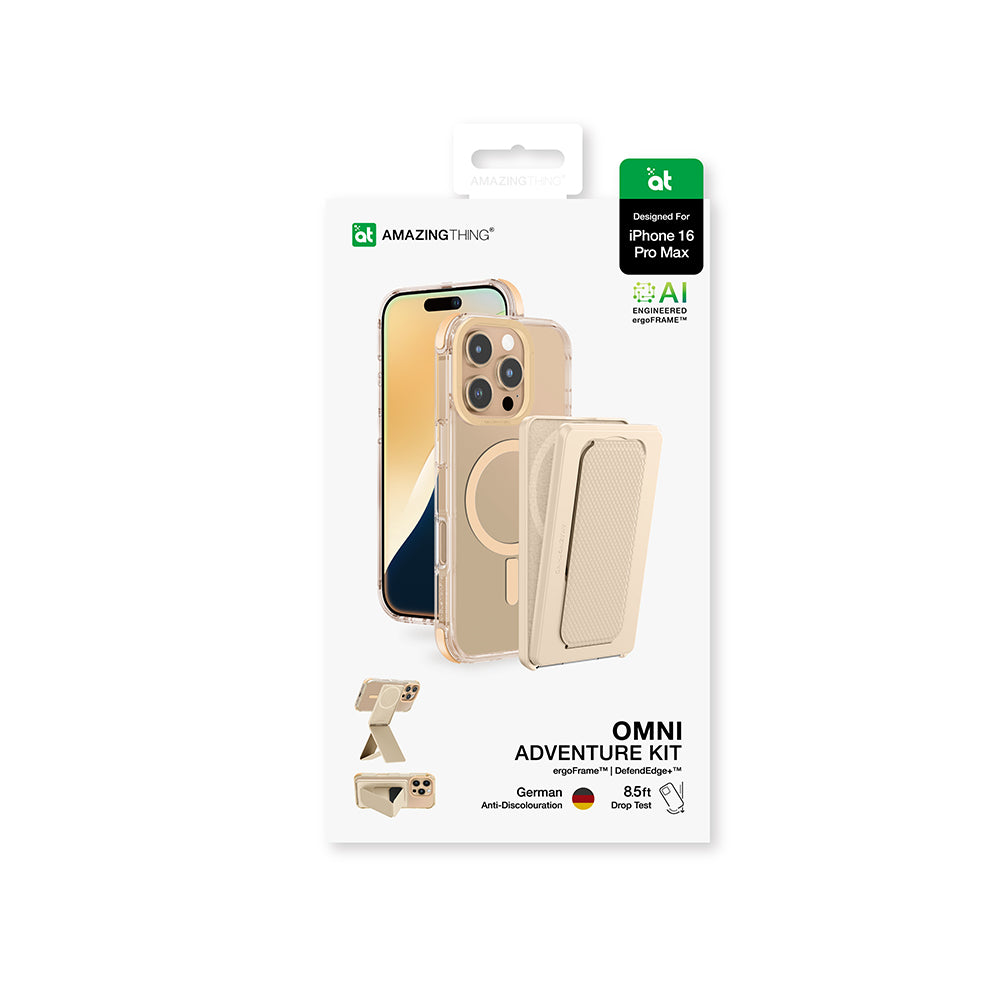 iPhone 16 Pro Max Kılıf Magsafe Şarj Özellikli Standlı Kartlıklı Set Amazingthing Omni Adventure Serisi Kılıf Rose Gold