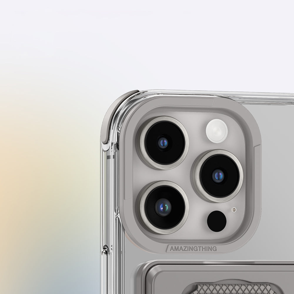 iPhone 16 Pro Max Kılıf Magsafe Şarj Özellikli Standlı Kartlıklı Set Amazingthing Omni Adventure Serisi Kılıf Gri