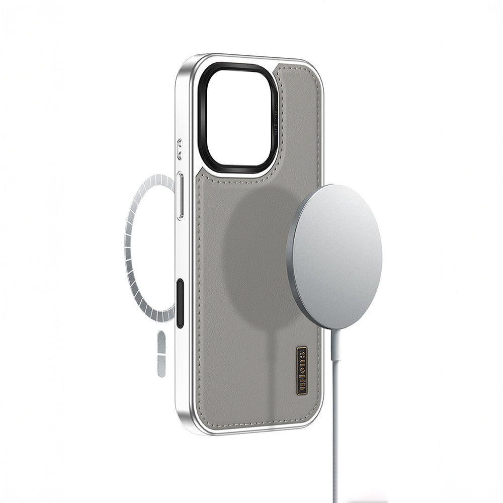 Apple iPhone 16 Pro Max Kılıf M-safe Şarj Özellikli Standlı Leto Kapak Gri