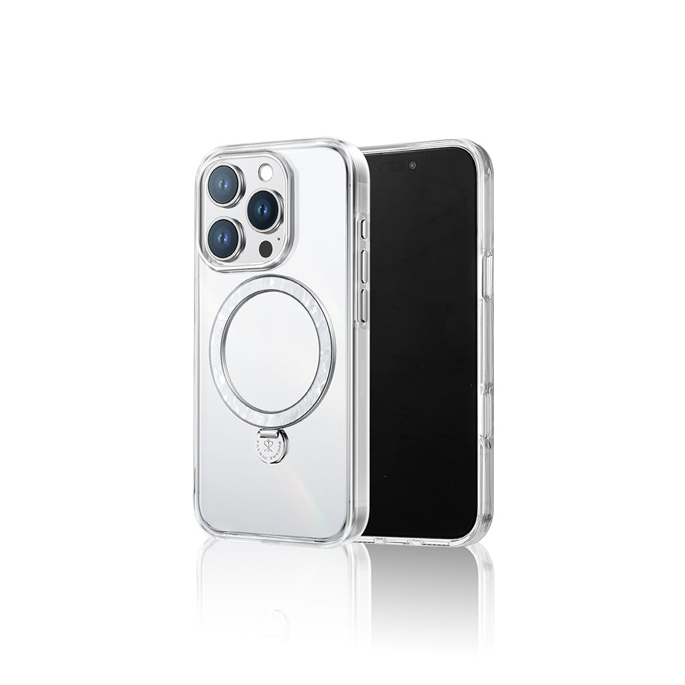 Apple iPhone 16 Pro Max Kılıf M-safe Şarj Özellikli Standlı Pynana Dancing Streamer Serisi Kapak Beyaz