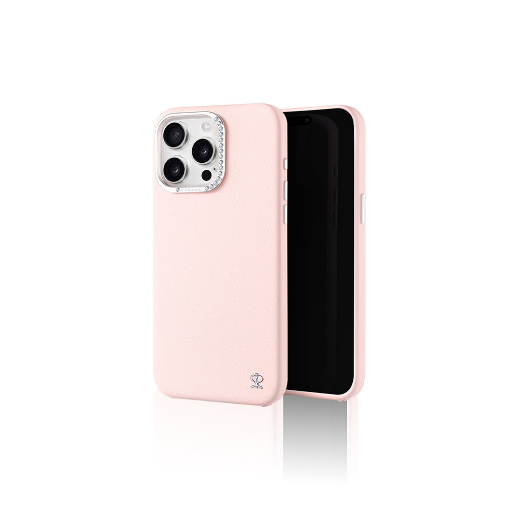 Apple iPhone 16 Pro Max Kılıf M-safe Şarj Özellikli Suni Deri Tasarımlı Pynana Starry Serisi Kapak Pembe