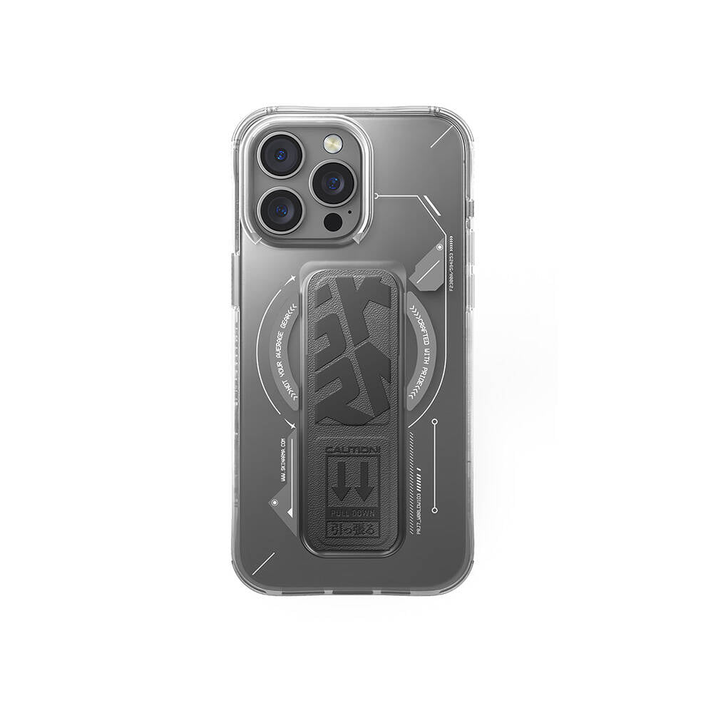 Apple iPhone 16 Pro Max Kılıf M-safe Şarj Özellikli Teknoloji Desenli Standlı Skinarma Helio Kapak