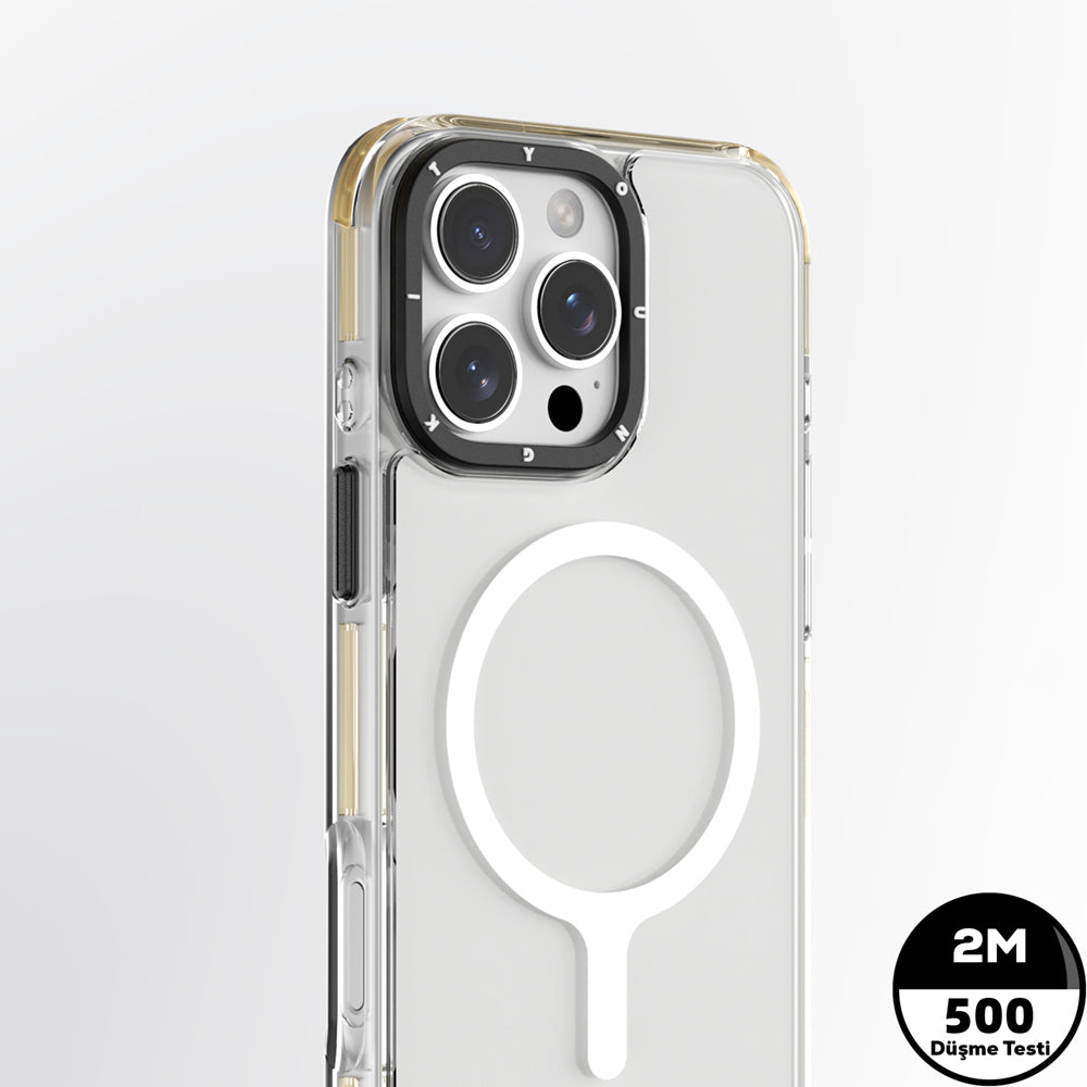 iPhone 16 Pro Max Kılıf Magsafe Şarj Özellikli YoungKit Crystal Color Serisi Kılıf Şeffaf
