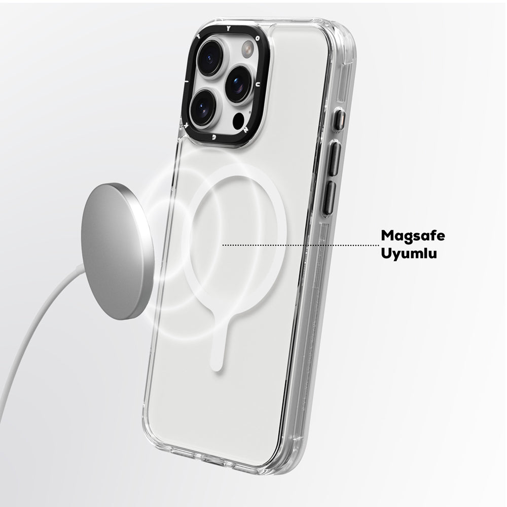 iPhone 16 Pro Max Kılıf Magsafe Şarj Özellikli YoungKit Crystal Color Serisi Kılıf Gri