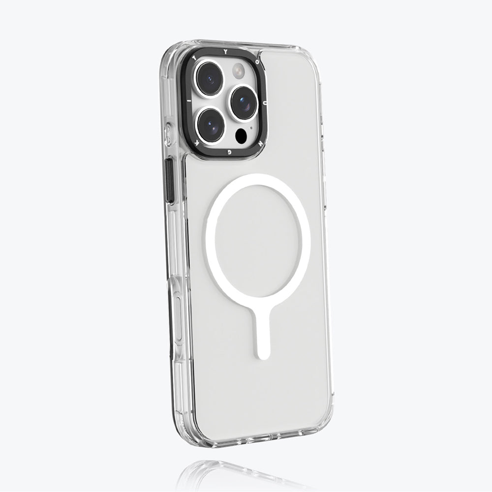 iPhone 16 Pro Max Kılıf Magsafe Şarj Özellikli YoungKit Crystal Color Serisi Kılıf Gri