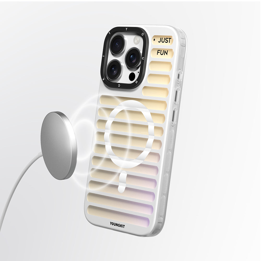 Apple iPhone 16 Pro Max Kılıf M-safe Şarj Özellikli Youngkit Geek Serisi Kapak Beyaz