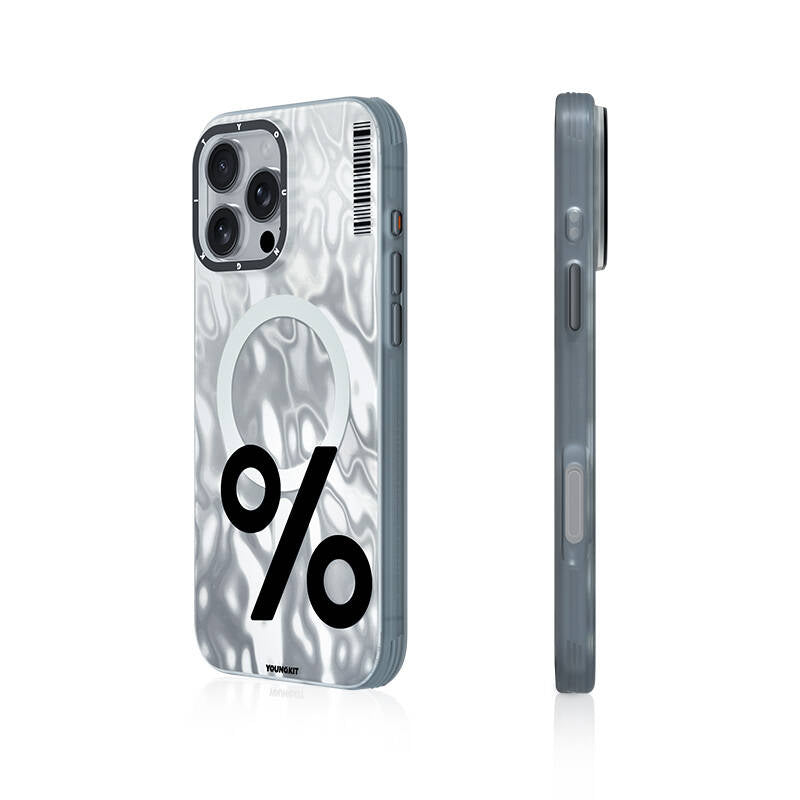 iPhone 16 Pro Max Kılıf Magsafe Şarj Özellikli Youngkit Mathematical Serisi Kılıf Gümüş