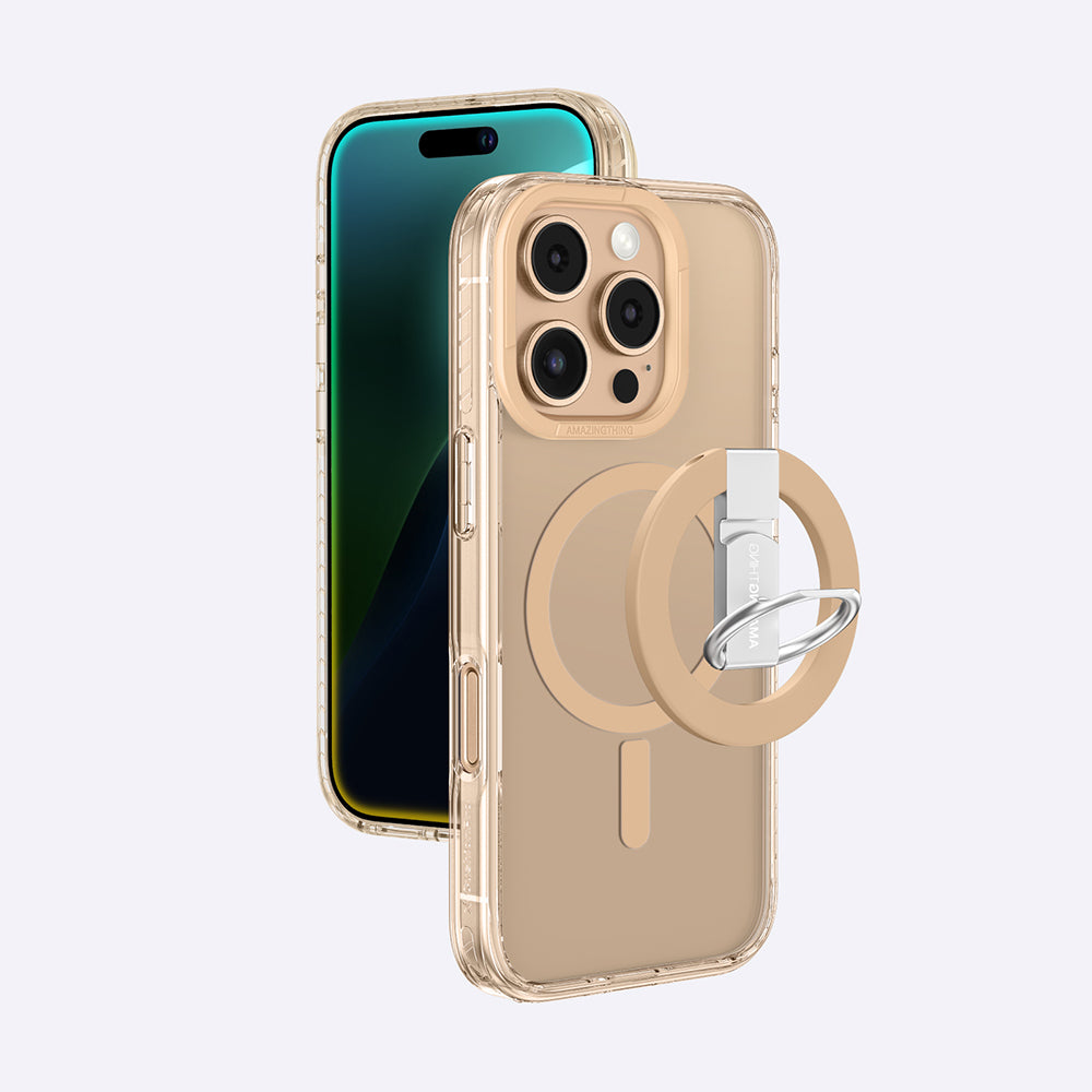 iPhone 16 Pro Max Kılıf Magsafe Şarj Özellikli Yüzük Standlı Amazingthing Titan Pro Serisi Kılıf Rose Gold