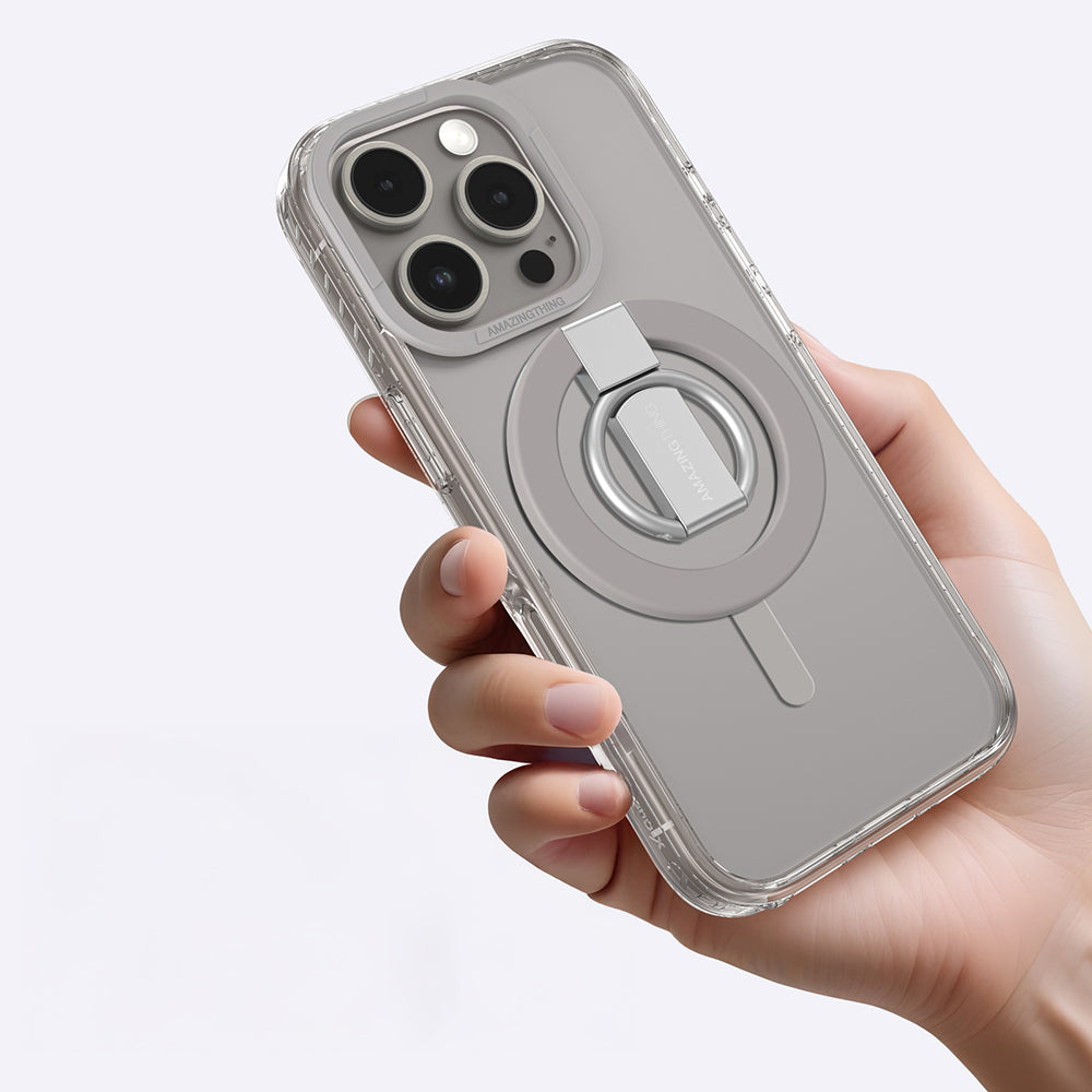 iPhone 16 Pro Max Kılıf Magsafe Şarj Özellikli Yüzük Standlı Amazingthing Titan Pro Serisi Kılıf Siyah