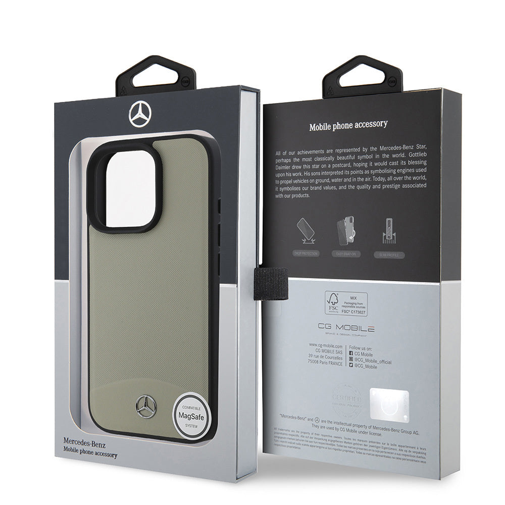 iPhone 16 Pro Max Kılıf Mercedes Benz Orjinal Lisanslı Magsafe Şarj Özellikli Dokulu ve Düz Deri Kılıf Siyah