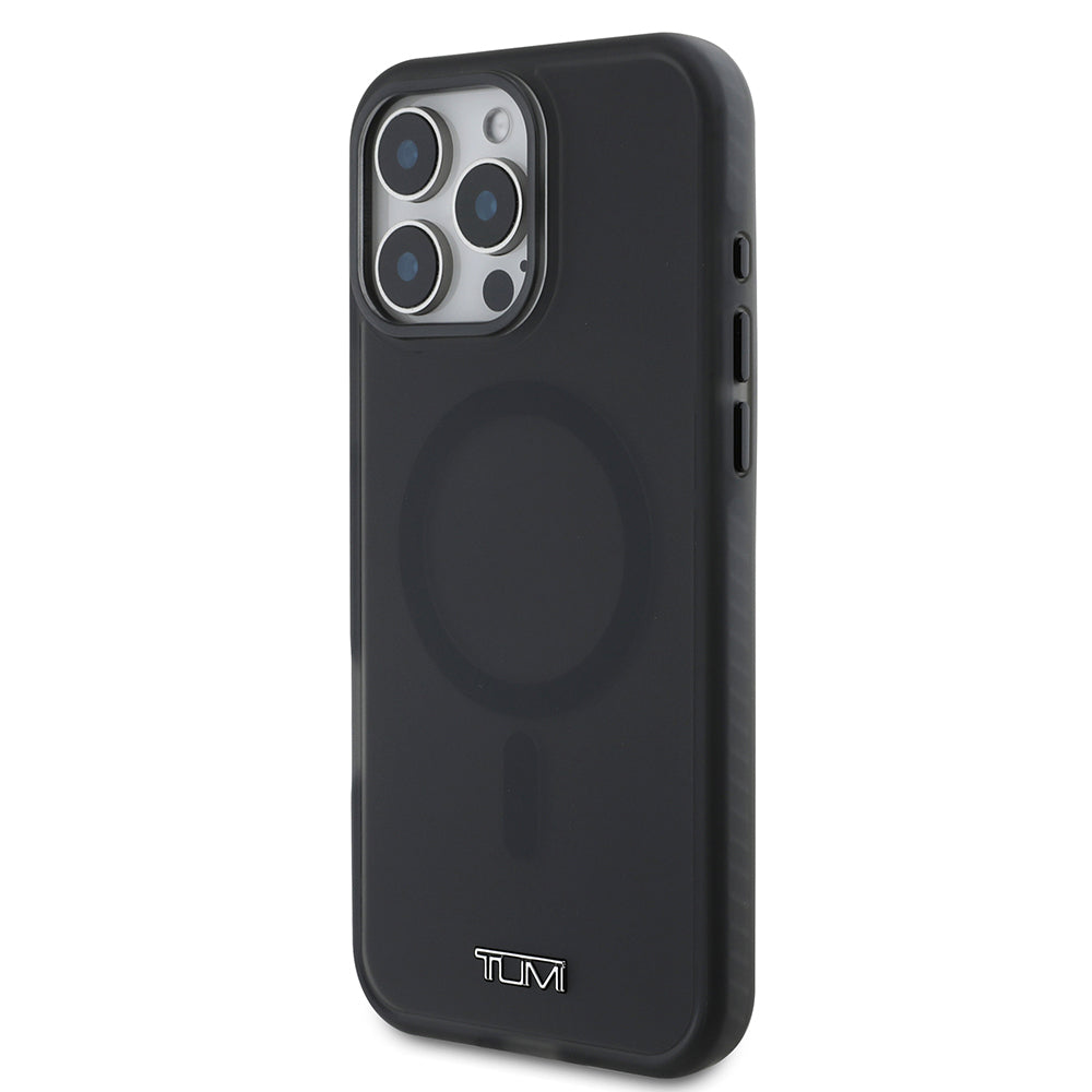 iPhone 16 Pro Max Kılıf TUMI Orjinal Lisanslı Magsafe Şarj Özellikli Airbagli Buzlu Transparan Kılıf Siyah