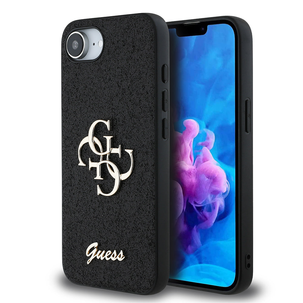 Apple iPhone 16E Kılıf Guess Orjinal Lisanslı 4G Büyük Metal Logolu Glitter Kapak