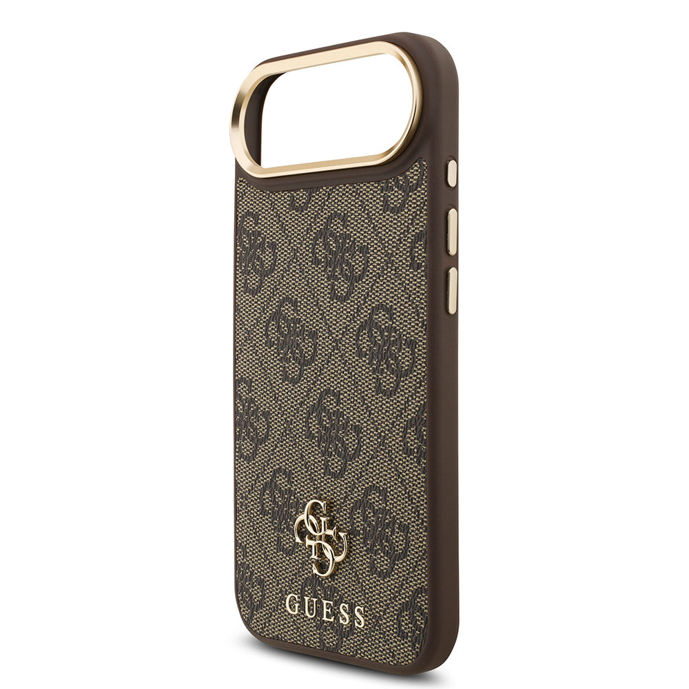 Apple iPhone 17 Air Guess Orjinal Lisanslı 4G ve Yazı Logolu Kılıf + Ekran Koruyucu + Lens Koruyucu 3in1 Aksesuar Seti Kahverengi