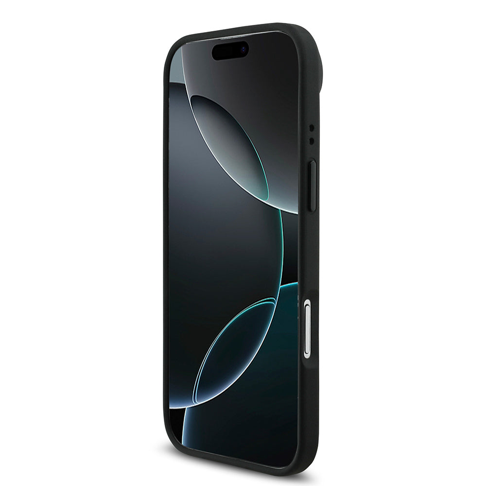 Apple iPhone 17 Air Kılıf BMW Orjinal Lisanslı M-safe Şarj Özellikli M Logolu Üç Şeritli Delikli Deri Kapak Siyah