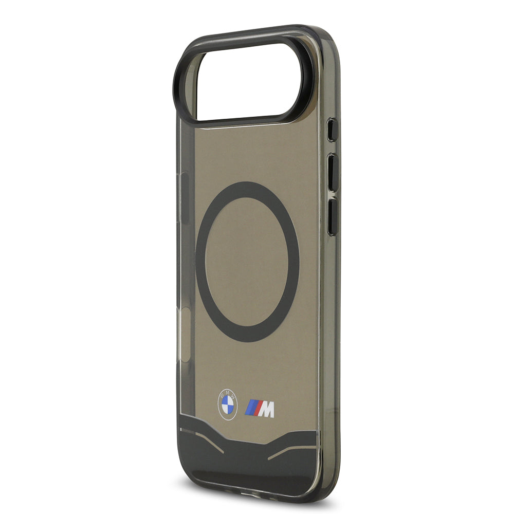 Apple iPhone 17 Air Kılıf BMW Orjinal Lisanslı M-safe Şarj Özellikli Metal Buton Tasarımlı Tranparan M Dizayn Kapak Siyah