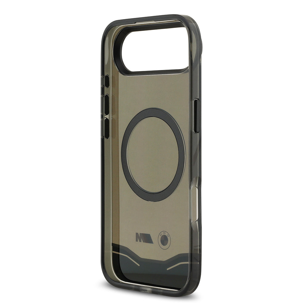 Apple iPhone 17 Air Kılıf BMW Orjinal Lisanslı M-safe Şarj Özellikli Metal Buton Tasarımlı Tranparan M Dizayn Kapak Siyah