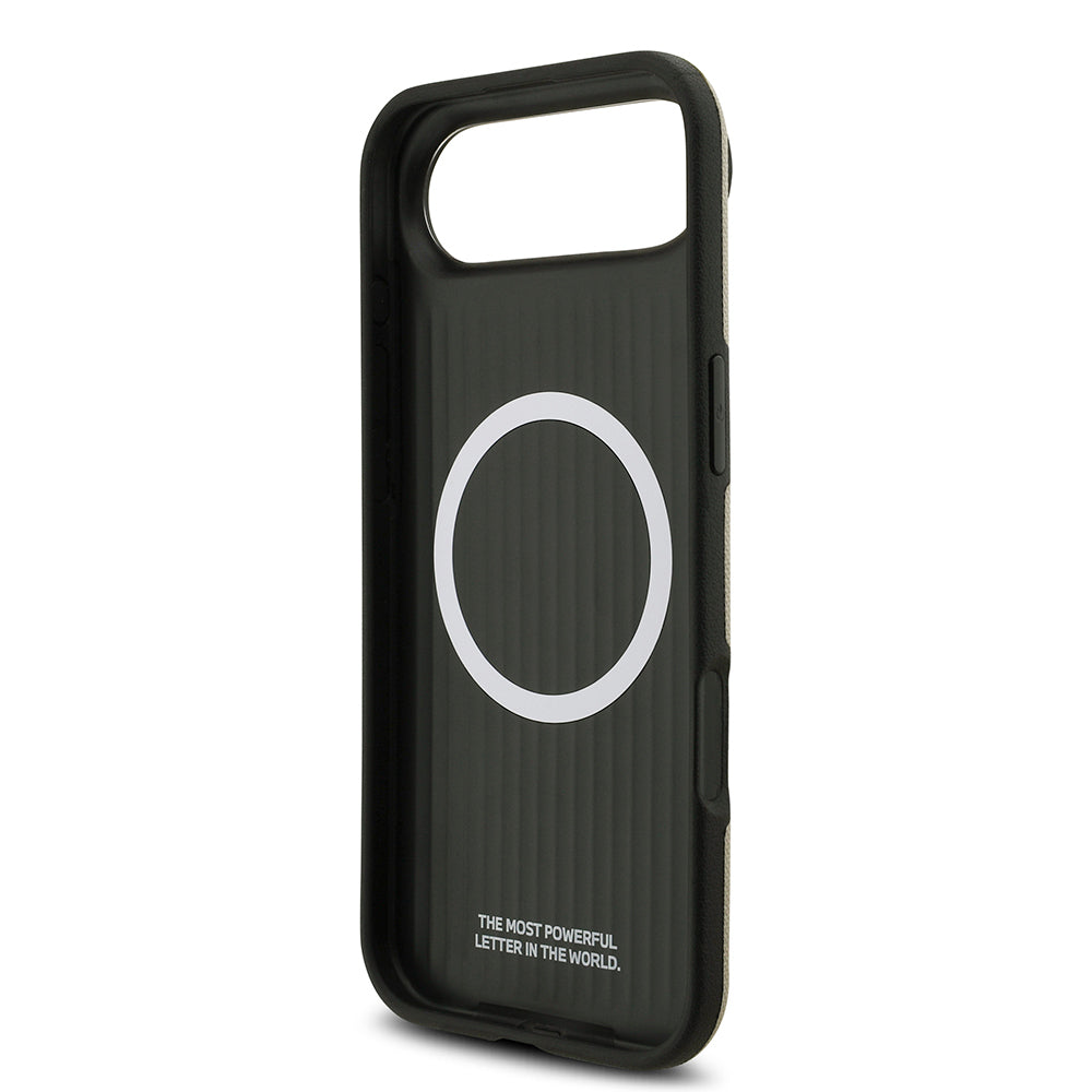 Apple iPhone 17 Air Kılıf BMW Orjinal Lisanslı M-safe Şarj Özellikli Metal Logolu Delikli M Dizayn Deri Kapak Füme