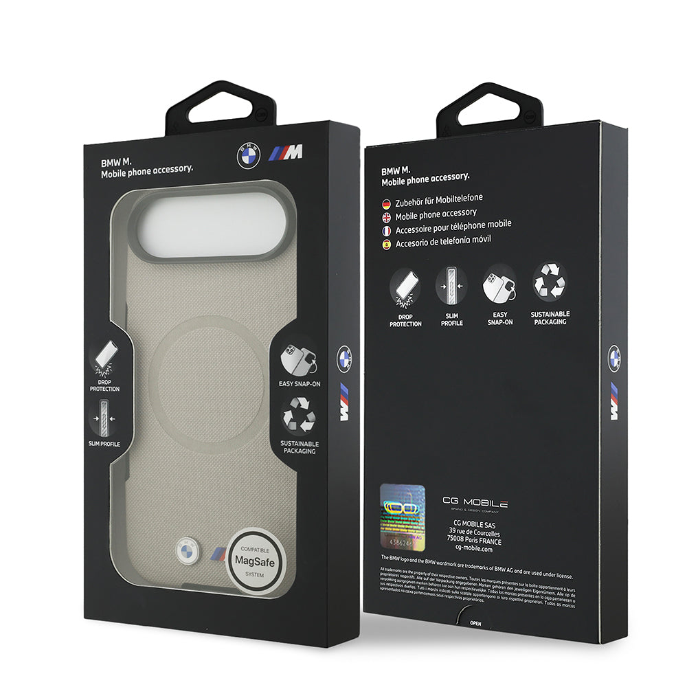 Apple iPhone 17 Air Kılıf BMW Orjinal Lisanslı M-safe Şarj Özellikli Metal Logolu Delikli M Dizayn Deri Kapak Siyah