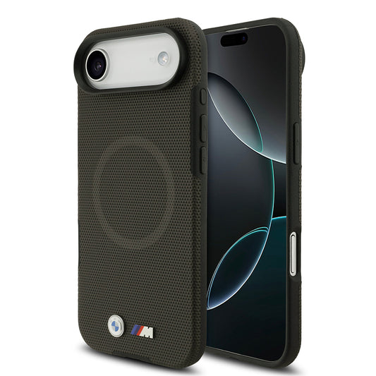 Apple iPhone 17 Air Kılıf BMW Orjinal Lisanslı M-safe Şarj Özellikli Metal Logolu Delikli M Dizayn Deri Kapak Füme