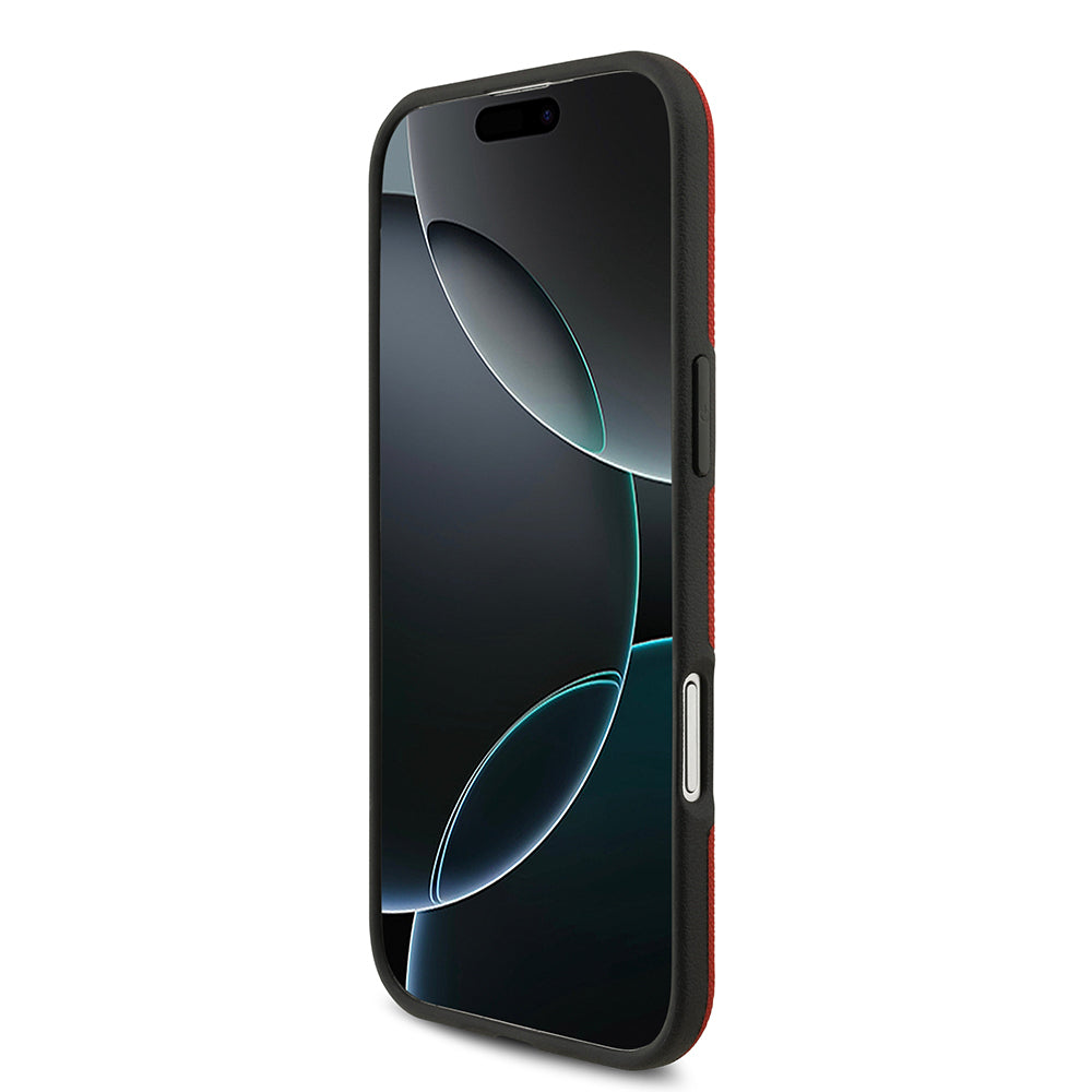 Apple iPhone 17 Air Kılıf BMW Orjinal Lisanslı M-safe Şarj Özellikli Metal Logolu Delikli M Dizayn Deri Kapak Kırmızı