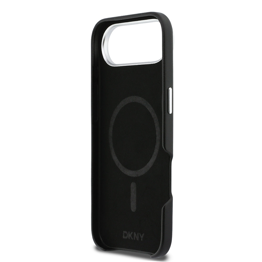 Apple iPhone 17 Air Kılıf DKNY Orjinal Lisanslı M-safe Şarj Özellikli PU Büyük Dikey Logolu Kapak