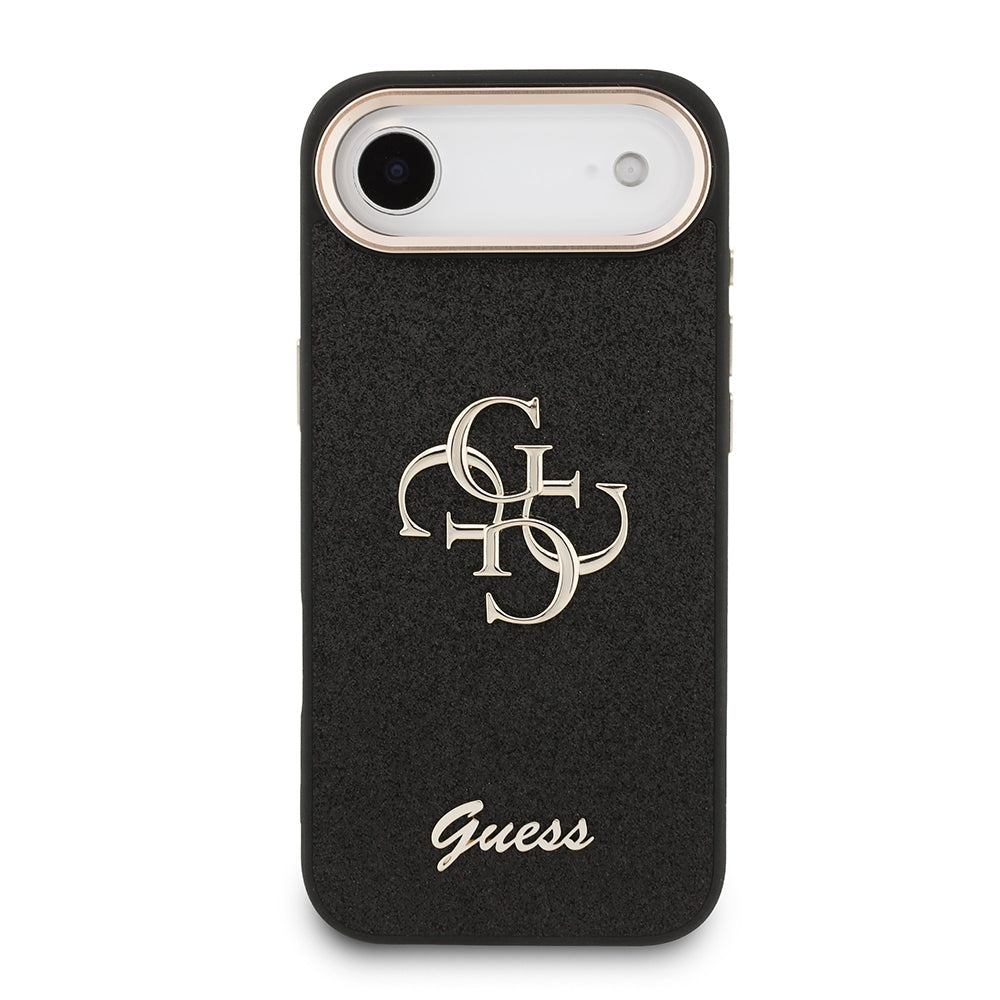 Apple iPhone 17 Air Kılıf Guess Orjinal Lisanslı 4G Büyük Metal Kamera Çerçeveli ve Logolu Glitter Kapak Gold