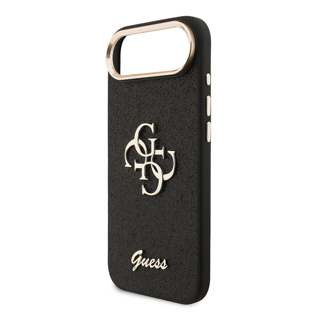 Apple iPhone 17 Air Kılıf Guess Orjinal Lisanslı 4G Büyük Metal Kamera Çerçeveli ve Logolu Glitter Kapak Pembe