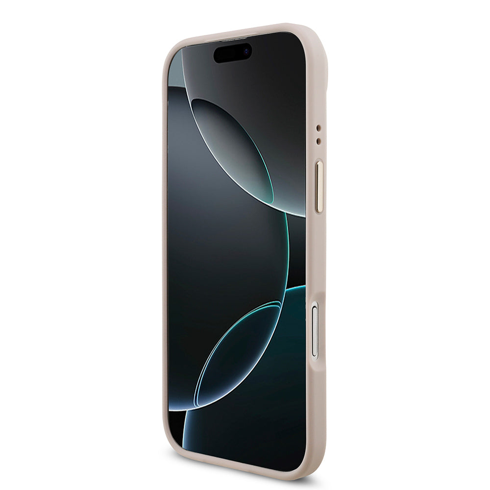 Apple iPhone 17 Air Kılıf Guess Orjinal Lisanslı Gold Metal Kamera Çerçeveli 4G Desenli Metal Büyük 4G ve Yazı Logolu Kapak Kahverengi