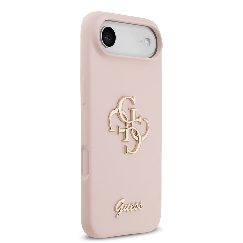 Apple iPhone 17 Air Kılıf Guess Orjinal Lisanslı Grained Yazı Logolu Kapak Pembe