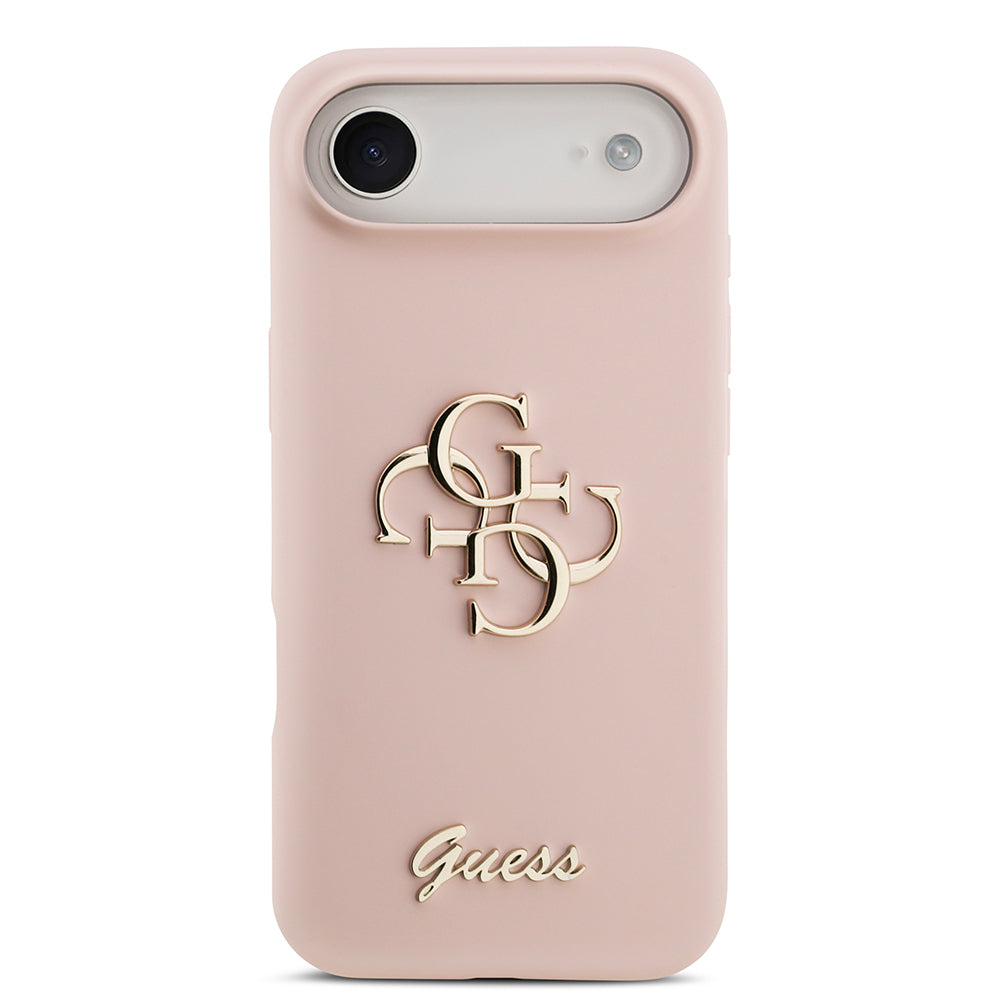 Apple iPhone 17 Air Kılıf Guess Orjinal Lisanslı Grained Yazı Logolu Kapak Pembe