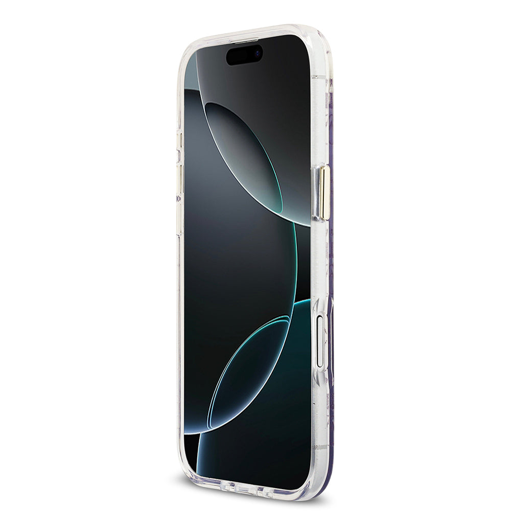 Apple iPhone 17 Air Kılıf Guess Orjinal Lisanslı M-safe Şarj Özellikli 4G Desenli Simli Silikon Kapak Pembe