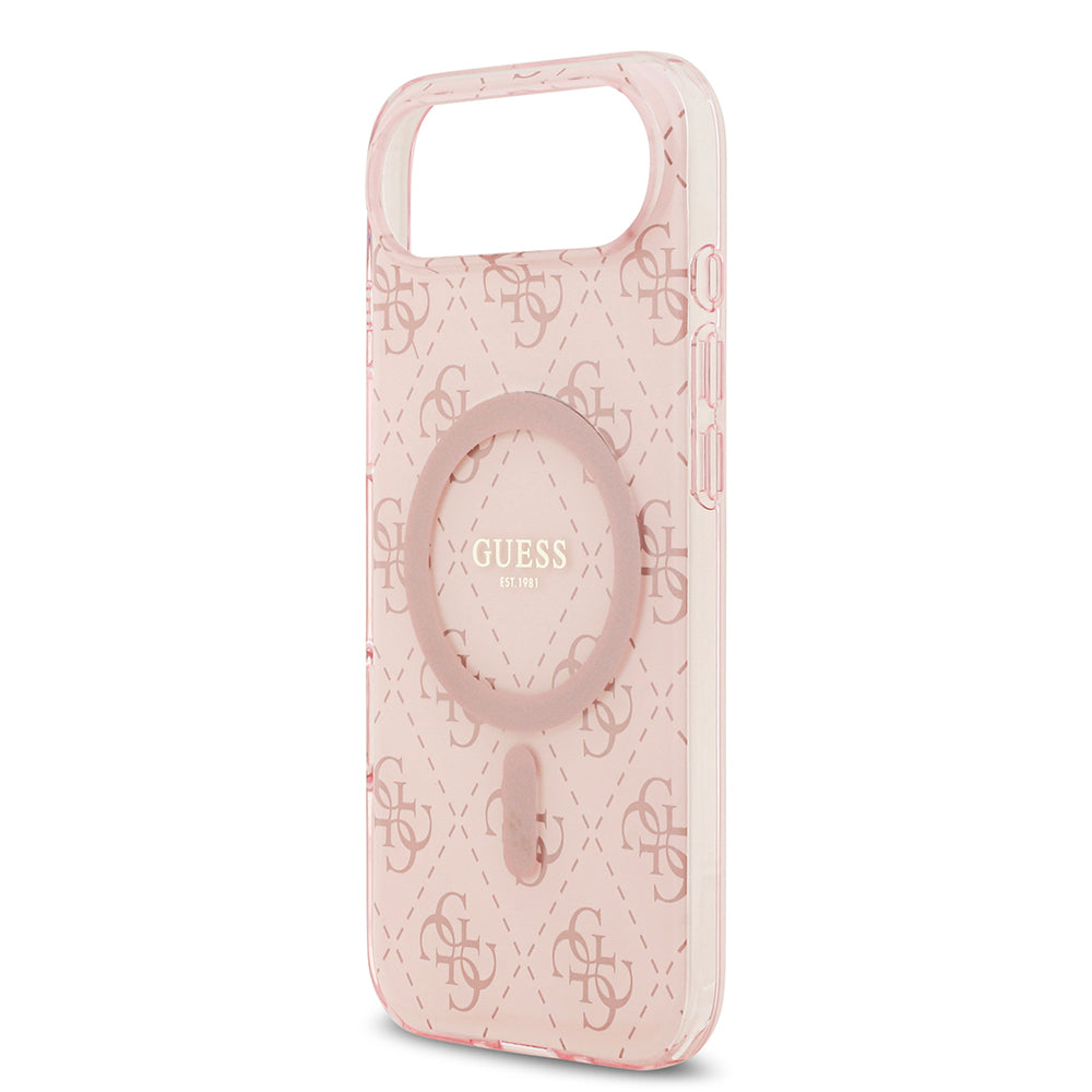 Apple iPhone 17 Air Kılıf Guess Orjinal Lisanslı M-safe Şarj Özellikli IML Baskılı Klasik Logolu 4G Desenli Kapak Pembe