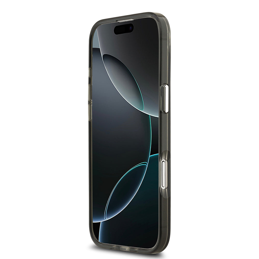 Apple iPhone 17 Air Kılıf Guess Orjinal Lisanslı M-safe Şarj Özellikli IML Baskılı Üçgen Logolu Metal Kamera Çerçeveli Kapak Siyah