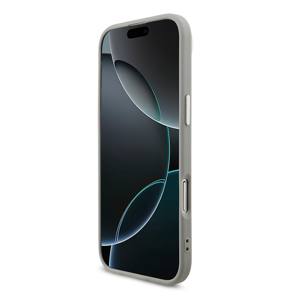 Apple iPhone 17 Air Kılıf Guess Orjinal Lisanslı M-safe Şarj Özellikli Metal Kamera Çerçeveli Üçgen Logolu Glitter Kapak Pembe