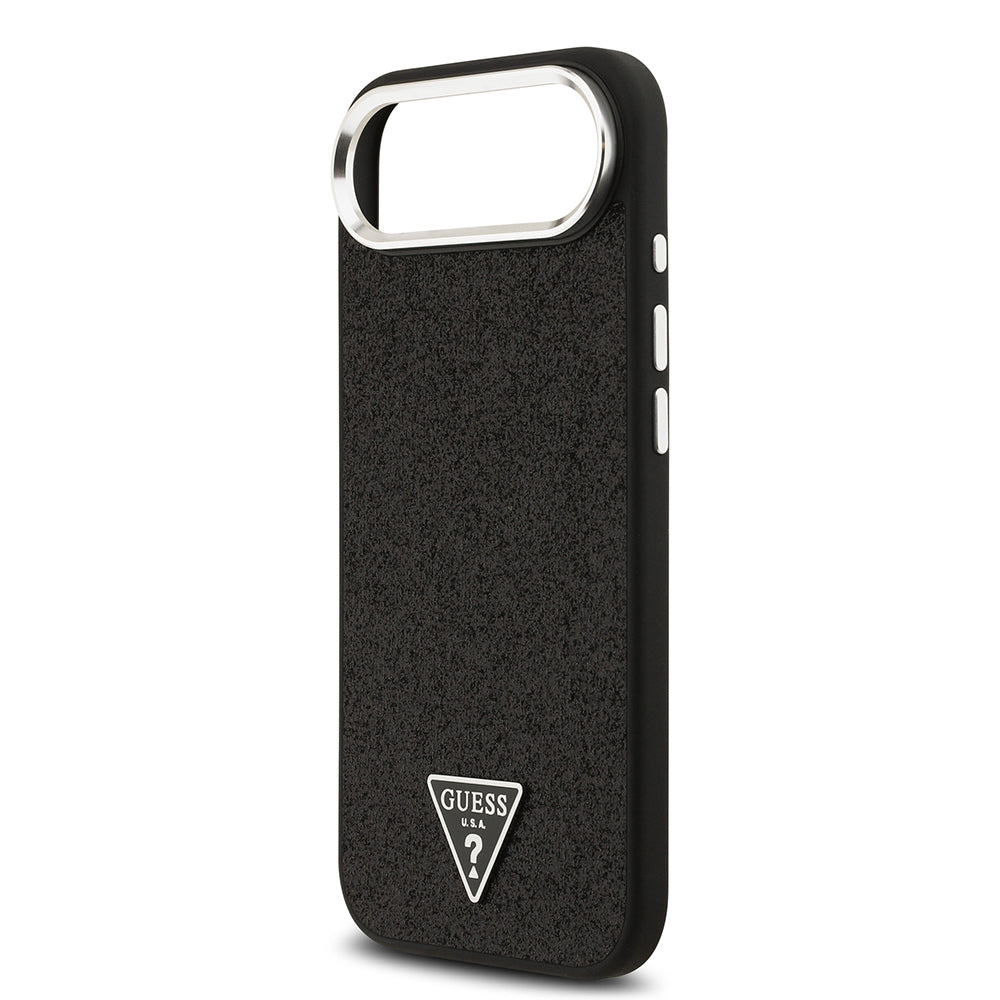 Apple iPhone 17 Air Kılıf Guess Orjinal Lisanslı M-safe Şarj Özellikli Metal Kamera Çerçeveli Üçgen Logolu Glitter Kapak Pembe