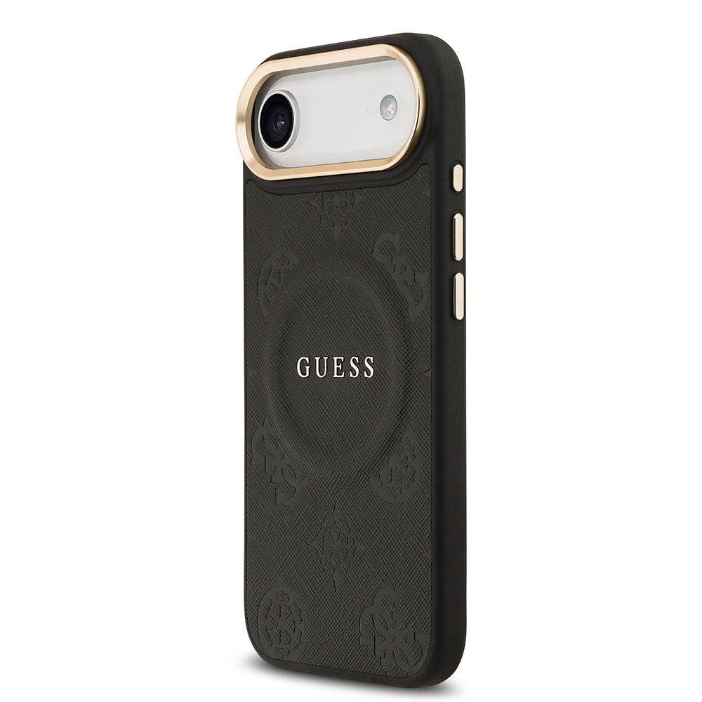Apple iPhone 17 Air Kılıf Guess Orjinal Lisanslı M-safe Şarj Özellikli Sıcak Baskılı Yazı Logolu PU Deri Peony Kapak Pembe