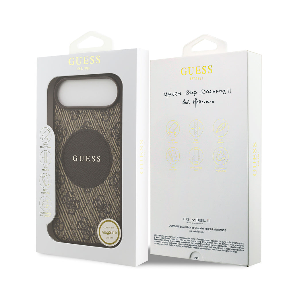 Apple iPhone 17 Air Kılıf Guess Orjinal Lisanslı M-safe Şarj Özellikli Yazı Logolu Circle Classic Kapak  Siyah