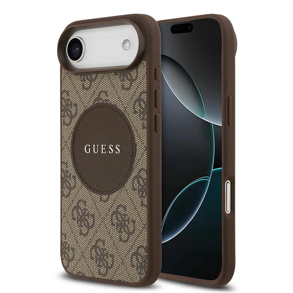 Apple iPhone 17 Air Kılıf Guess Orjinal Lisanslı M-safe Şarj Özellikli Yazı Logolu Circle Classic Kapak  Siyah