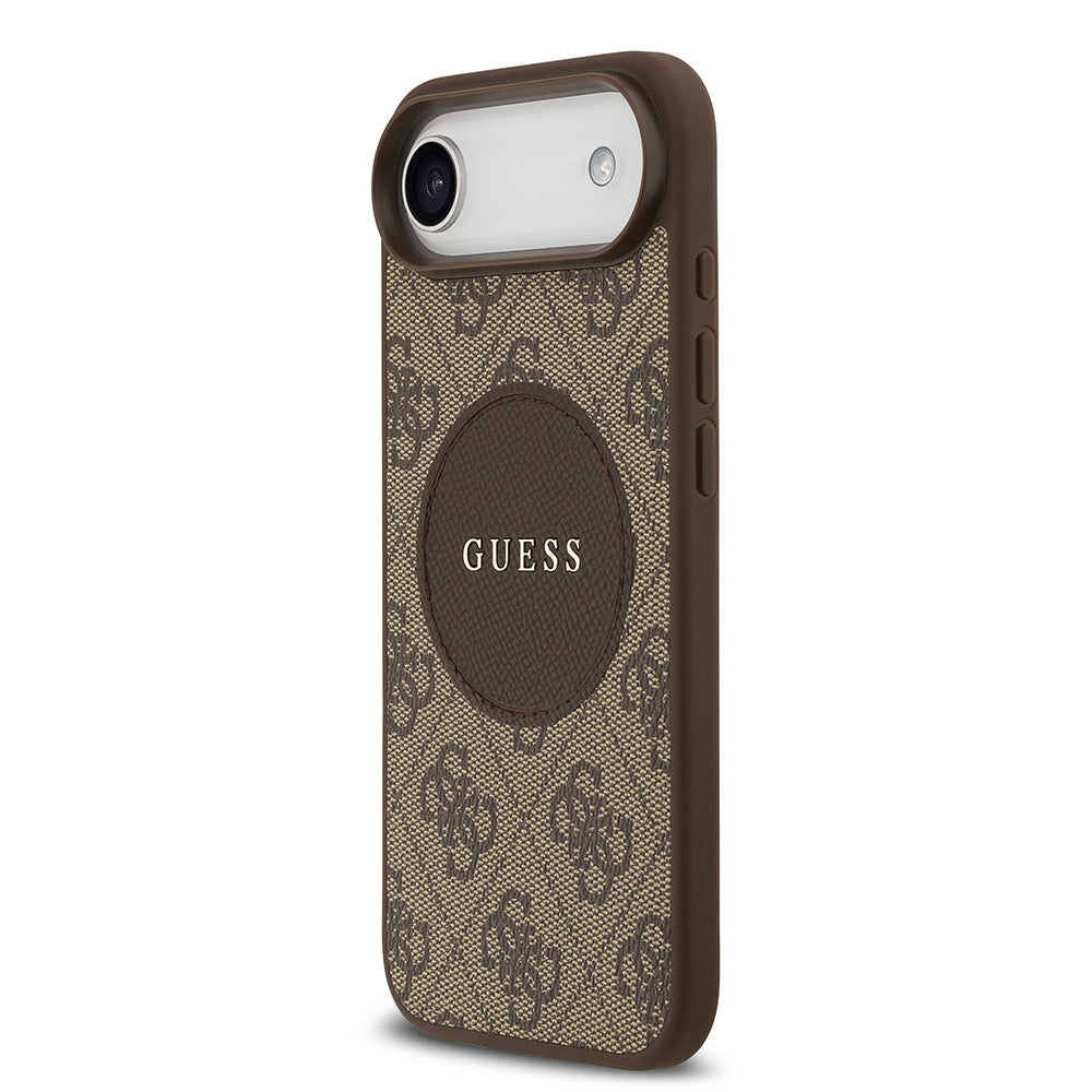 Apple iPhone 17 Air Kılıf Guess Orjinal Lisanslı M-safe Şarj Özellikli Yazı Logolu Circle Classic Kapak  Siyah