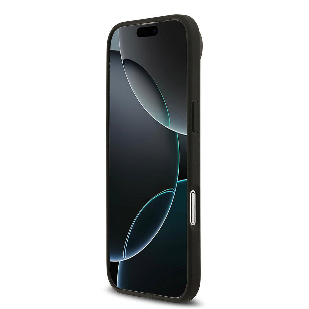 Apple iPhone 17 Air Kılıf Guess Orjinal Lisanslı M-safe Şarj Özellikli Yazı Logolu Circle Classic Kapak  Siyah