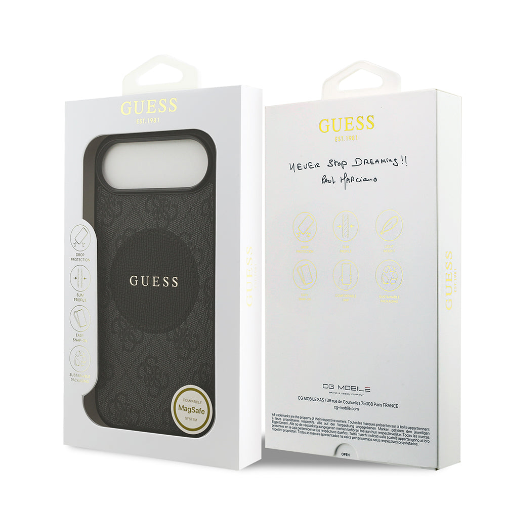 Apple iPhone 17 Air Kılıf Guess Orjinal Lisanslı M-safe Şarj Özellikli Yazı Logolu Circle Classic Kapak  Pembe