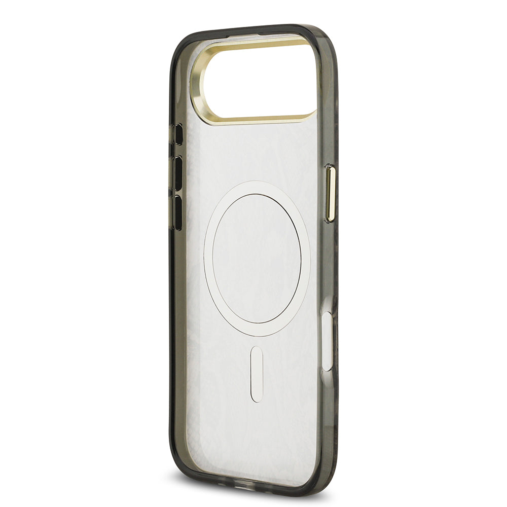 Apple iPhone 17 Air Kılıf Guess Orjinal Lisanslı M-safe Şarj Özellikli Yazı Logolu Python Desenli Kapak Kahverengi