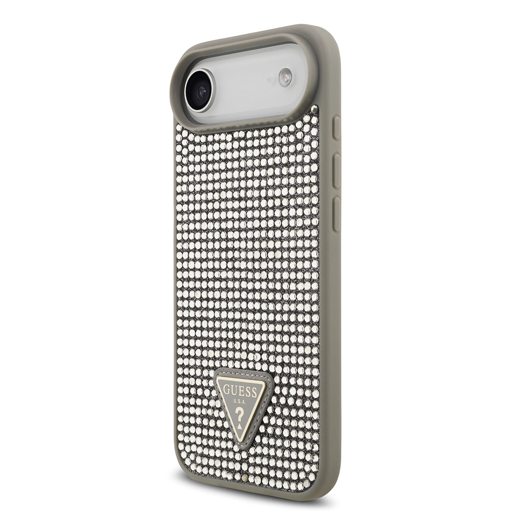 Apple iPhone 17 Air Kılıf Guess Orjinal Lisanslı Taşlı Arka Yüzey Üçgen Logolu Kapak Pembe