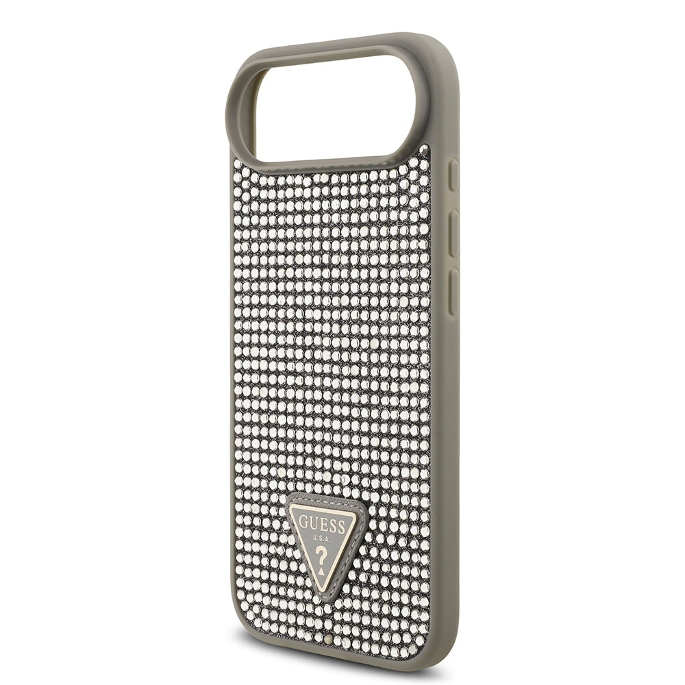 Apple iPhone 17 Air Kılıf Guess Orjinal Lisanslı Taşlı Arka Yüzey Üçgen Logolu Kapak Siyah