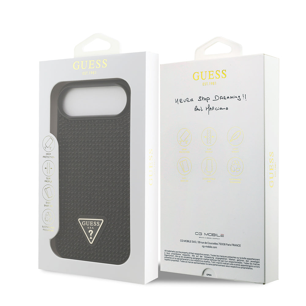 Apple iPhone 17 Air Kılıf Guess Orjinal Lisanslı Taşlı Arka Yüzey Üçgen Logolu Kapak Pembe