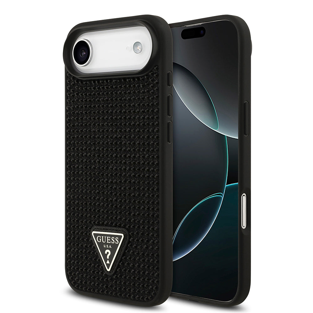 Apple iPhone 17 Air Kılıf Guess Orjinal Lisanslı Taşlı Arka Yüzey Üçgen Logolu Kapak Siyah