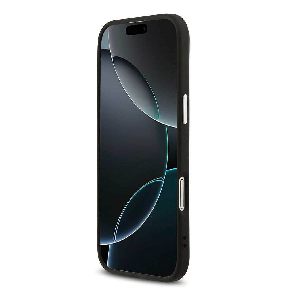 Apple iPhone 17 Air Kılıf Karl Lagerfeld Orjinal Lisanslı M-safe Şarj Özellikli Metal Kamera ve Buton Tasarımlı Choupette PU Deri Kapak Siyah