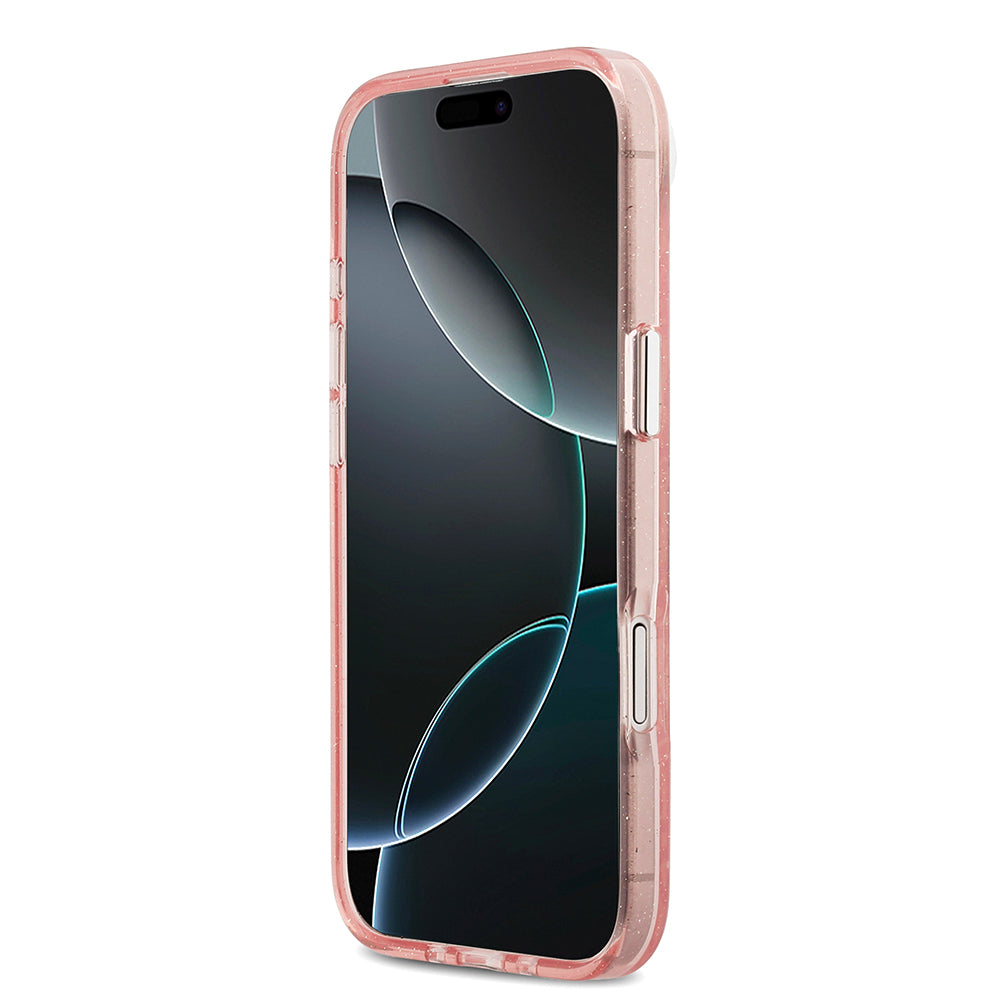 Apple iPhone 17 Air Kılıf Karl Lagerfeld Orjinal Lisanslı Parlayan Simli Karl & Choupette Heads Kapak Siyah