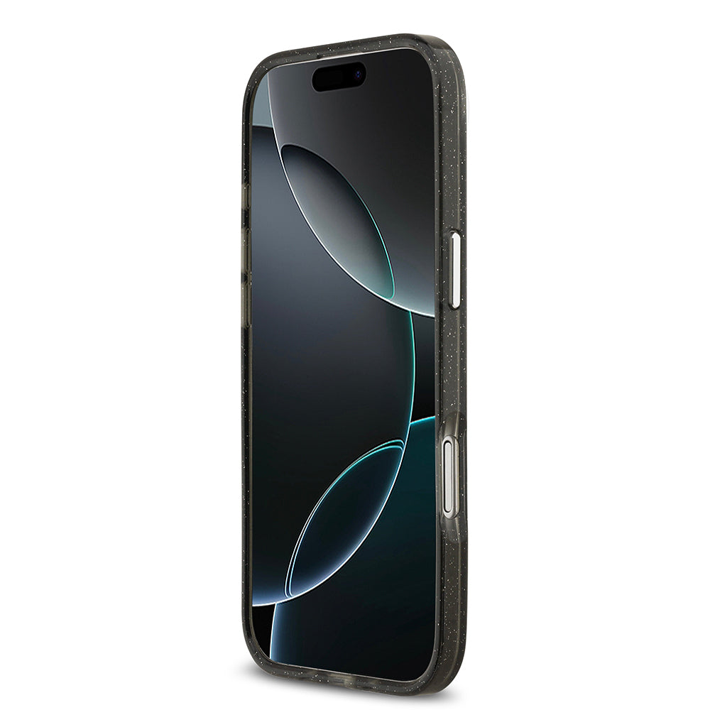 Apple iPhone 17 Air Kılıf Karl Lagerfeld Orjinal Lisanslı Parlayan Simli Karl & Choupette Heads Kapak Pembe